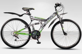 Велосипед STELS Focus MD 26" V010, черный/зеленый