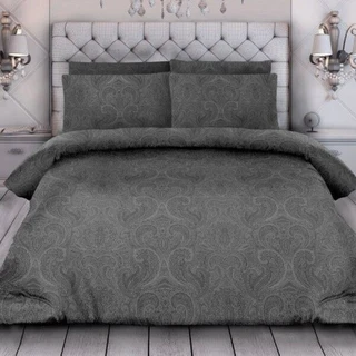 Комплект постельного белья Sonnet Королевский бархат черный Тризан 1.5-спальный, полулен, наволочки 70х70 см
