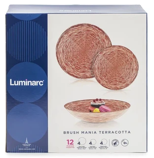 Набор столовый Luminarc Brush Mania Terracotta, 12 предметов 