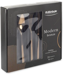 Набор столовых приборов Attribute Modern Bronze, 24 предмета 