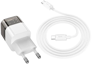 Сетевое зарядное устройство hoco C125A x USB-C, черный/белый 