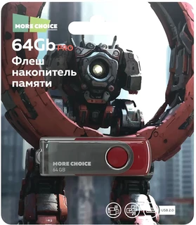USB-накопитель More Choice MF64-4 64 ГБ, USB 2.0, красный 