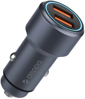 Автомобильное зарядное устройство Deppa 2xUSB-A, серый 