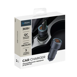 Автомобильное зарядное устройство Deppa 2xUSB-A, серый 