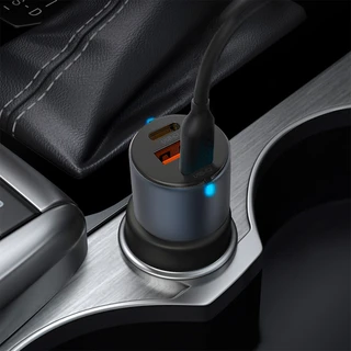 Автомобильное зарядное устройство Deppa USB-A + 2xUSB-C, серый 