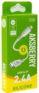 Кабель Aksberry X156 Silicone USB - Lightning, 1 м, белый 