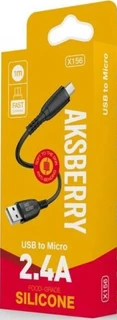 Кабель Aksberry X156 Silicone USB - MicroUSB, 1 м, черный 