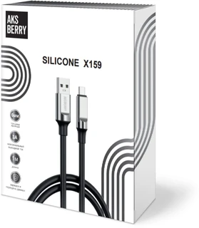 Кабель Aksberry X159 Silicone USB-A - USB-C, 1 м, 3 А, черный 