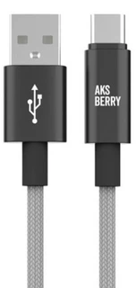 Кабель Aksberry X163 Nylon silk USB-A - Type-C, 1 м, черный 