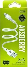 Кабель Aksberry X155 USB - Lightning, 1 м, белый 