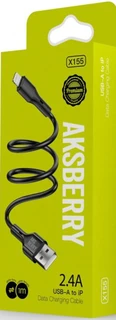 Кабель Aksberry X155 USB для iPhone, 1 м, черный 