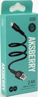 Кабель Aksberry X155 USB - MicroUSB, 1 м, черный 