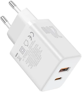 Сетевое зарядное устройство Baseus Cube USB-C+A, белый 