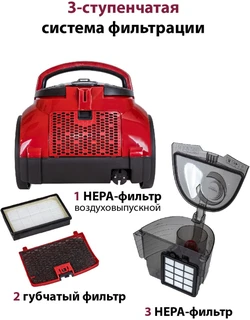 Пылесос Pioneer VC345C, красный 