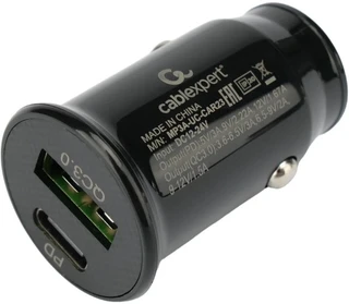 Автомобильное зарядное устройство Cablexpert MP3A-UC-CAR23, черный 