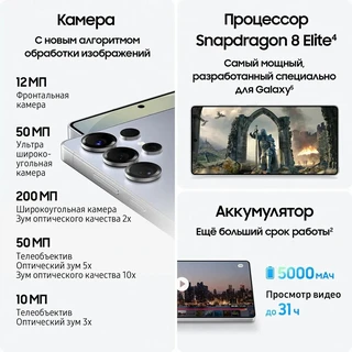 Смартфон 6.9" Samsung Galaxy S25 Ultra 12/256Gb, серый титан 