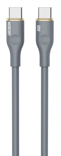 Кабель Aksberry X162 Liquid silicone Type-c -Type-C, 2.4 А, 2м, серый 