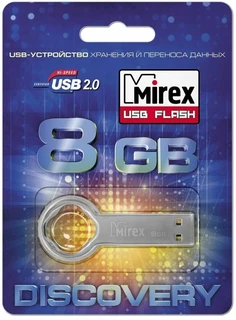 USB-накопитель Mirex Round Key 8 ГБ, USB 2.0, серебристый 