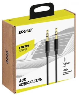Аудиокабель Jack3.5 -> Jack3.5 (AUX) AXXA, 3м, черный 