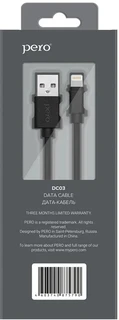 Кабель PERO DC-03 USB 2.0 Am - Lightning (8-pin), 2.4 A, 2.0м ,черный 