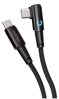 Кабель Deppa Moon USB-C - USB-C, 1.5 м, 5 А, 100 Вт, угловой, черный 