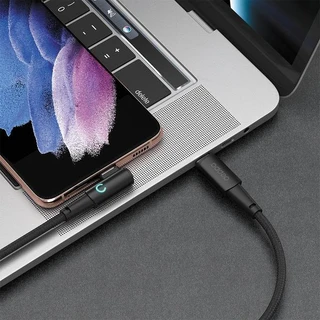 Кабель Deppa Moon USB-C - USB-C, 1.5 м, 5 А, 100 Вт, угловой, черный 