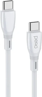 Кабель PERO DC11 PD Type-C - Type-C, 1 м, 3 A, белый 