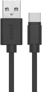 Кабель PERO DC-03 Fast Charge USB-A 2.0 - USB-C, 1 м, 3 А, черный 