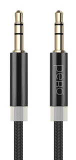 Аудиокабель Jack3.5 -> Jack3.5 (AUX) Pero MC-01, 1.0м, чёрный 