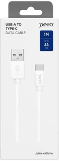 Кабель PERO DC-03 Fast Charge USB-A 2.0 - USB-C 1 м, 3 А, белый 