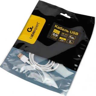 Кабель Cablexpert USB-A 2.0 - USB-C, 1 м, 6 А, белый (CC-USB2-AMCM-66W-1M-W) 
