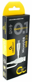 Кабель Cablexpert CCB-mUSB2-AMBMO1-1MW, USB-A - MicroUSB 2.4А, 1м, белый 