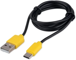 Кабель Гарнизон USB-A 2.0 - Type-C 1 м, 2.4 А, черный/желтый (GCC-USB2-AMCM-1M-BY) 