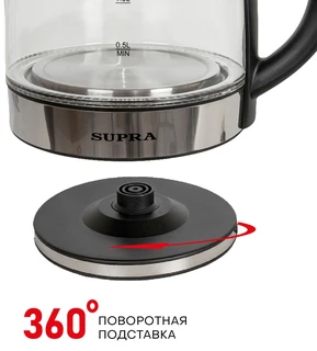 Чайник SUPRA KES-1852G, черный/серебристый 