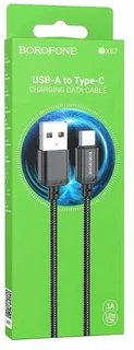 Кабель Borofone BX87 Sharp USB-A 2.0 - USB-C 1 м, 3 А, черный 