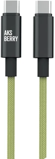 Кабель Aksberry X163 Nylon silk USB-C - USB-C, 1 м, 3 А, салатовый 