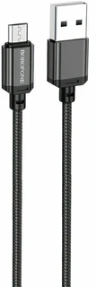 Кабель Borofone BX87 Sharp USB-A 2.0 - micro USB, 1 м, 2.4 А, черный 