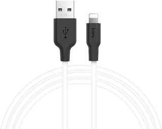 Кабель hoco X21 Plus USB-A 2.0 - Lightning, 1 м, 2.4 А, белый/черный 