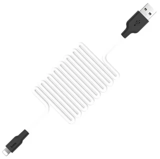 Кабель hoco X21 Plus USB-A 2.0 - Lightning, 1 м, 2.4 А, белый/черный 