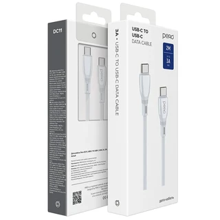 Кабель PERO DC11 PD USB-C - USB-C 2 м, 3 А, белый 