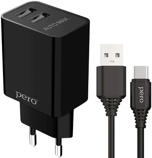 Сетевое зарядное устройство PERO TC02, черный 