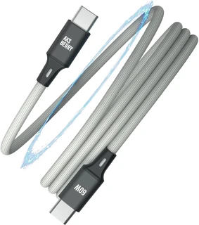 Кабель Aksberry X164 Magnetic USB-C - USB-C, 1 м, 3 А, серый 