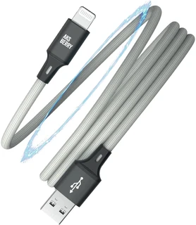 Кабель Aksberry X164 Magnetic USB-A 2.0 - Lightning, 1 м, 2.4 А, серый 