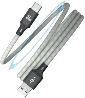 Кабель Aksberry X164 Magnetic USB-A 2.0 - USB-C, 1 м, 3 А, серый 