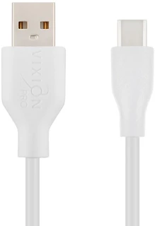 Кабель Vixion Pro USB-A 2.0 - USB-C, 1 м, 2.4 А, белый (VX-02c) 