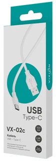 Кабель Vixion Pro USB-A 2.0 - USB-C, 1 м, 2.4 А, белый (VX-02c) 
