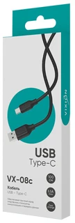Кабель Vixion Pro USB-A 2.0 - USB-C, 1 м, 3.5 А, черный (VX-08c) 