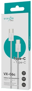 Кабель Vixion Pro USB-C - USB-C, 1 м, 3 А, белый (VX-06c) 