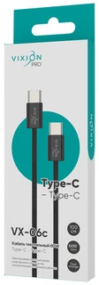 Кабель Vixion Pro USB-C - USB-C, 1 м, 3 А, черный (VX-06c) 