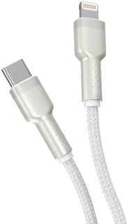 Кабель Deppa Elite USB-C - Lightning, 1 м, 2.4 А, белый (72509) 